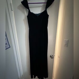Jenny Yoo Issa Off-The-Shoulder Stretch Velvet Column Gown